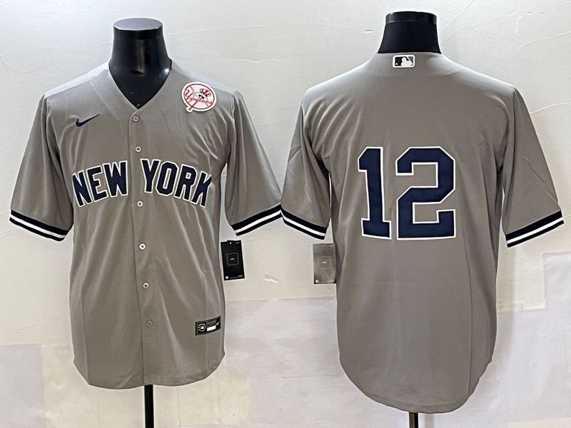 Men 2025 New York Yankees #12 No Name Grey Game Nike MLB Jersey style 7->new york yankees->MLB Jersey